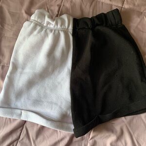 Black and white split shorts